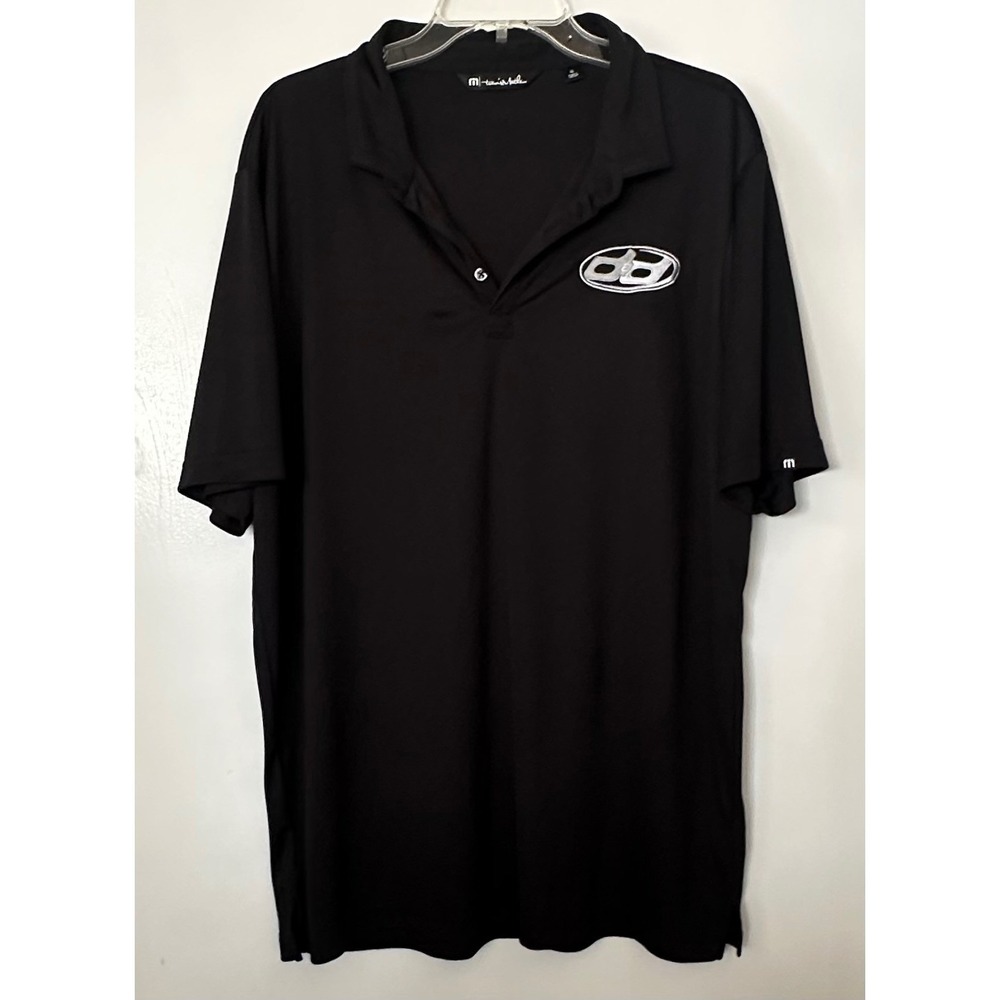 Travis Mathew Mens Performance Golf Polo Shirt Black Logo Size XL Short Sleeve